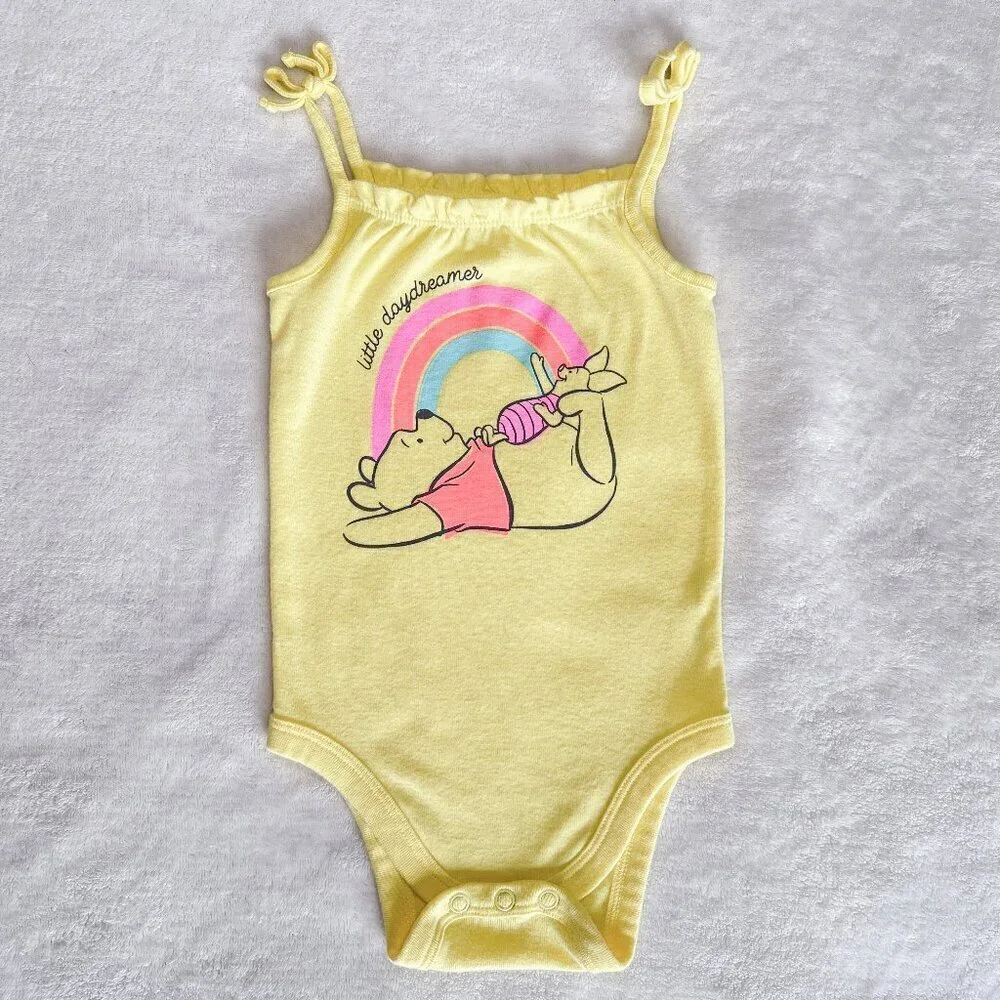 Jumping Beans Smocked Bodysuit | Baby Girls | 12 Months | Winnie Pooh | Yellow